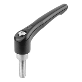 Clamping levers external thread, steel parts stainless steel (K0123)