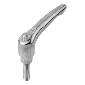 Clamping levers with protective cap external thread stainless steel (K0124)