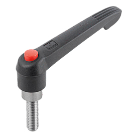 Clamping levers with push button external thread, metal parts stainless-steel (K0270)