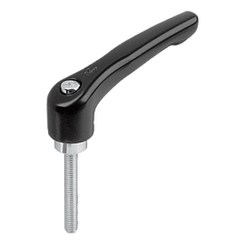 Clamping levers zinc with external thread, steel parts trivalent blue passivated (K1659)