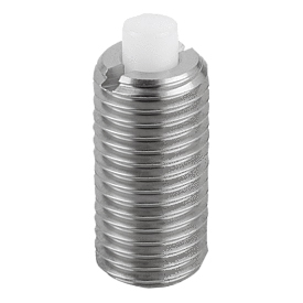 Spring plungers with hexagon socket and flattened POM thrust pin, stainless steel (K1381)