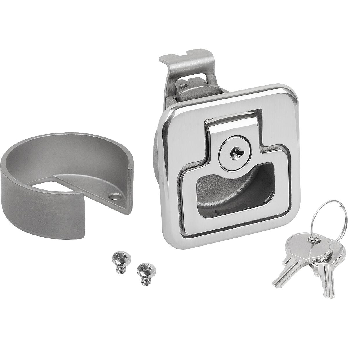 Snap locks Stainless Steel with Bowden cable connection and grip, fold-down, Form A (K1851)