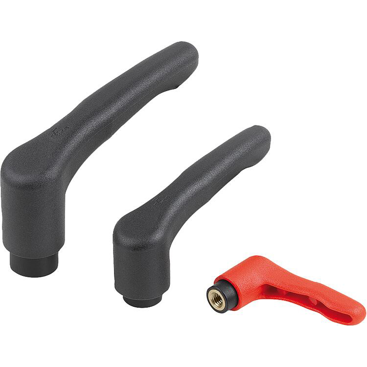 Clamping levers ECO, Plastic with Internal thread, threaded insert brass or blue passivated Steel (K1872)