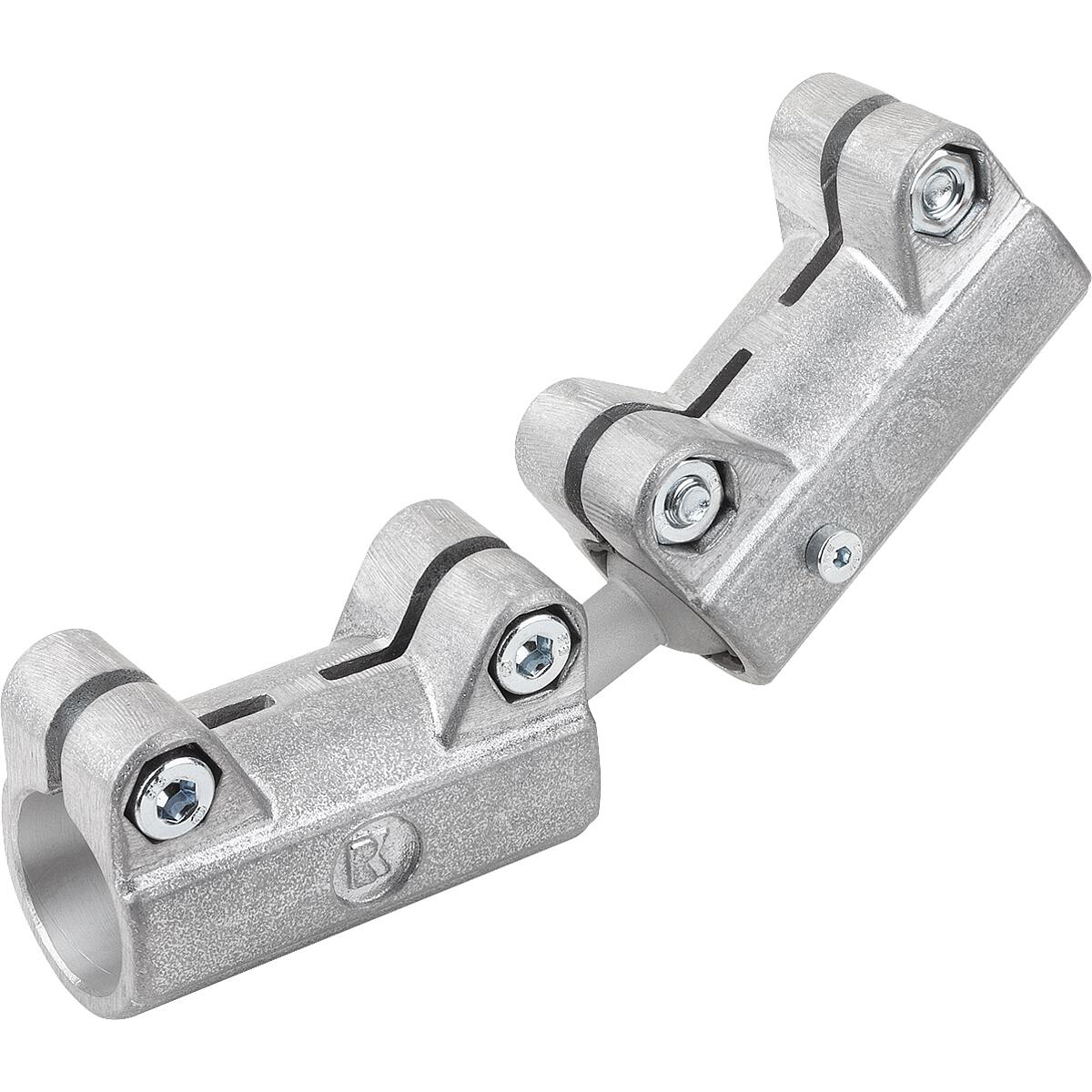 Tube clamps straight, Aluminium with double ball joint (K0483)