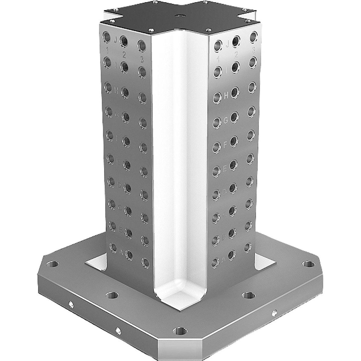 Clamping towers, grey cast iron, 4-sided, with grid holes (K1533)