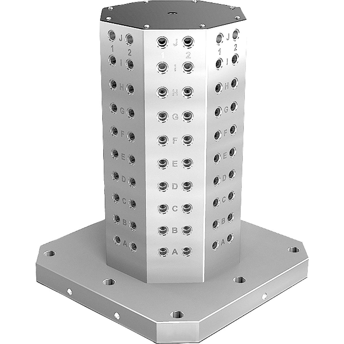 Clamping towers, grey cast iron, 8-sided, with grid holes (K1535)