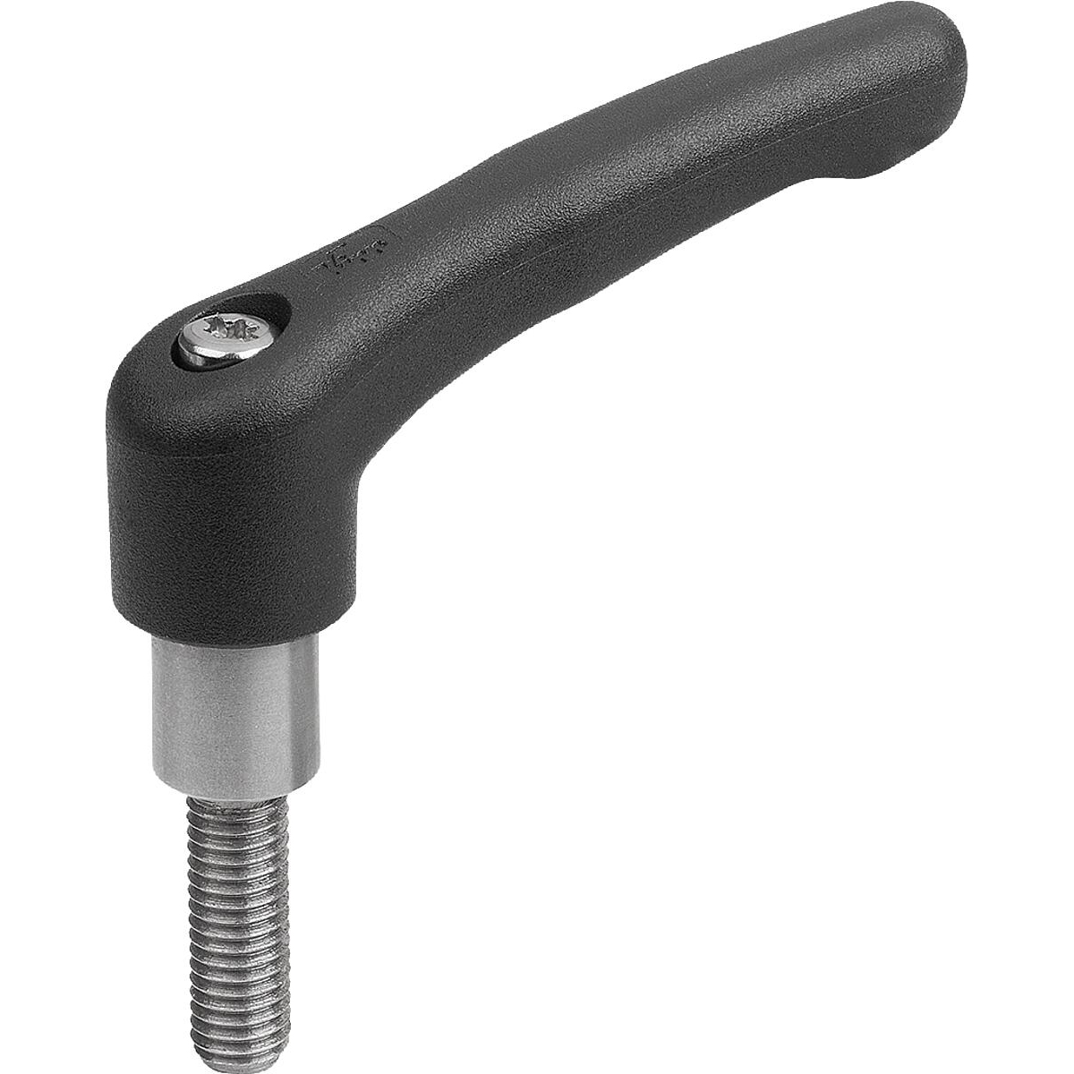 Clamping levers, Plastic with External thread and long collar, threaded pin Stainless Steel (K1701)