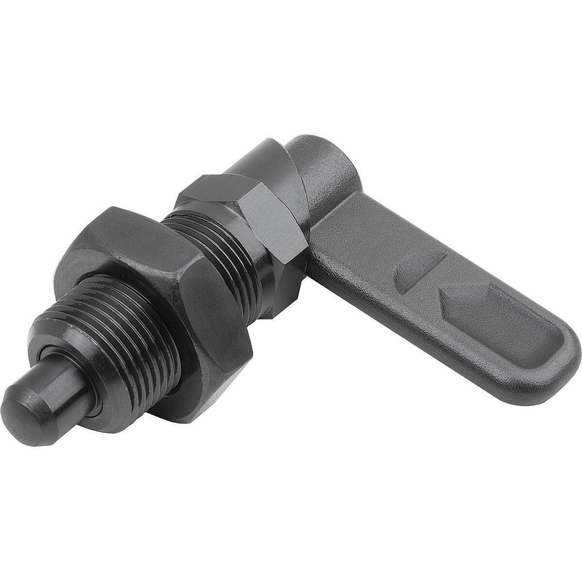 Cam-action indexing plungers with stop, Form B, without grip cap, with nut (K1674)