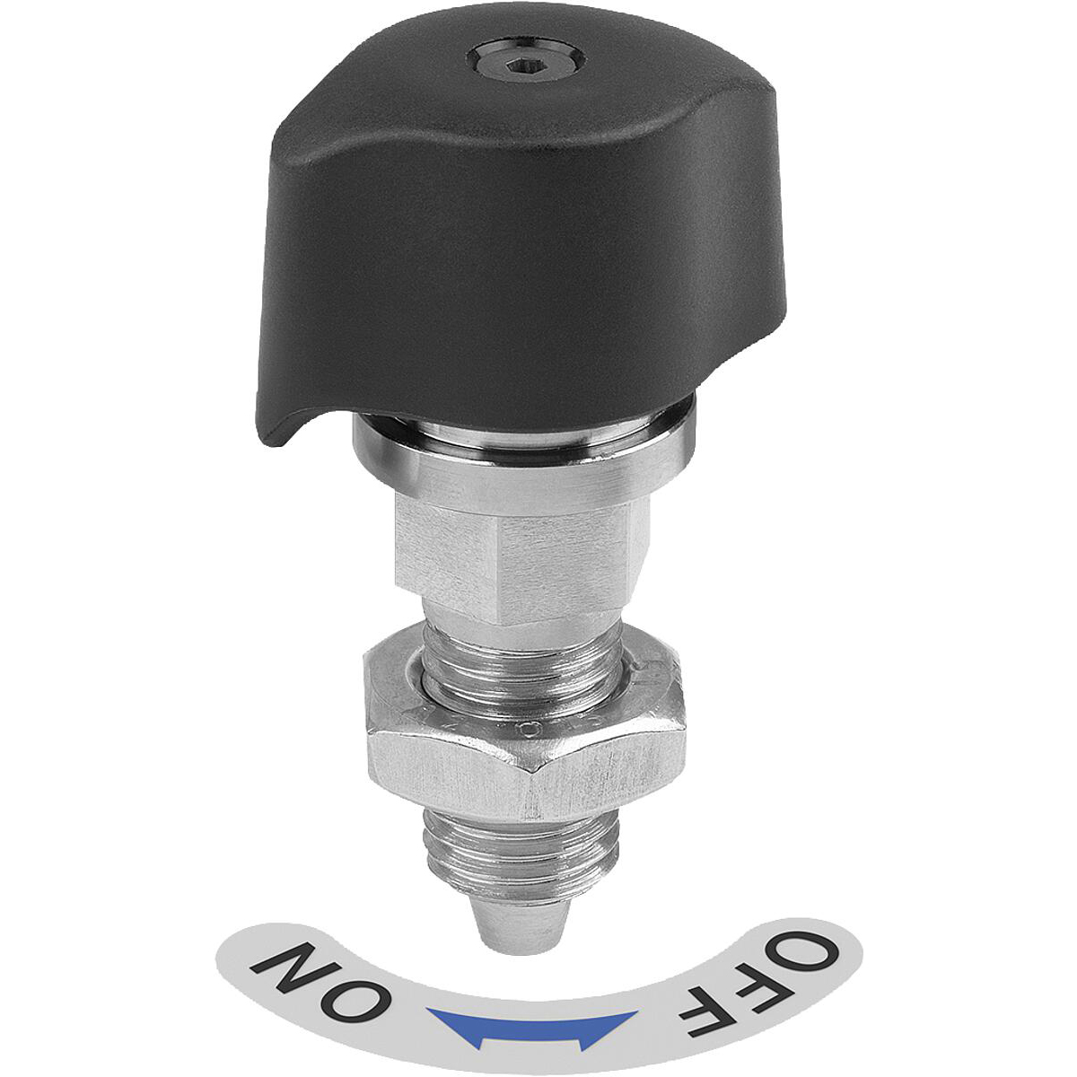 Indexing plungers, Steel with Plastic twist knob and tapered indexing pin, Form A (K1833)