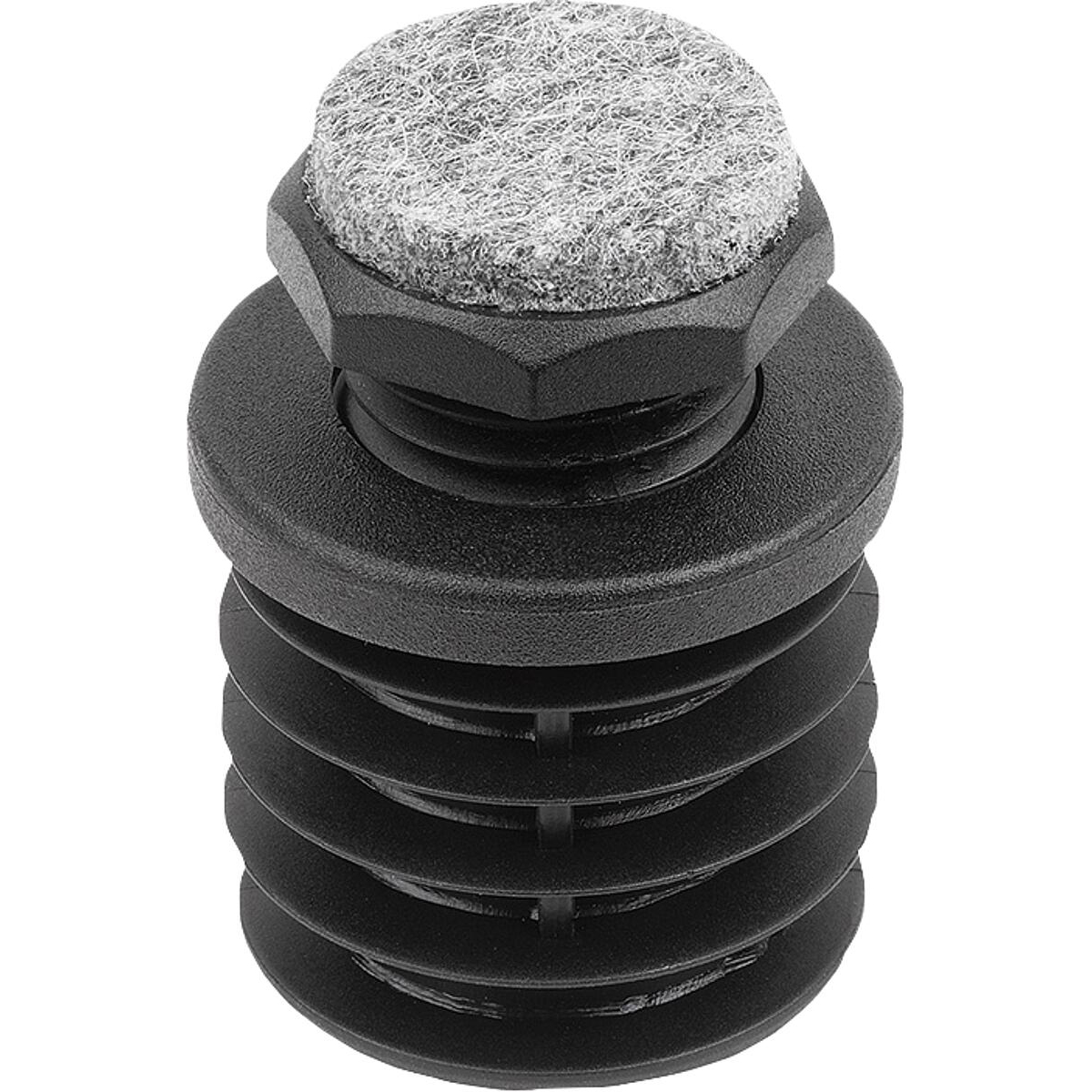 Adjustment plugs, Plastic with felt glide surface for round and square tubes, Form A, round (K2035)