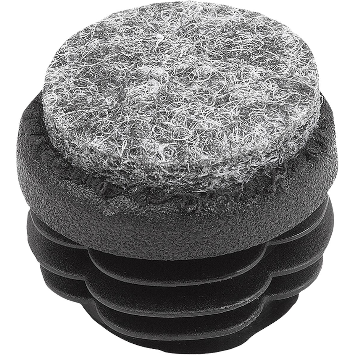 Plugs, Plastic with felt glide surface for round and square tubes, Form A, round (K2036)