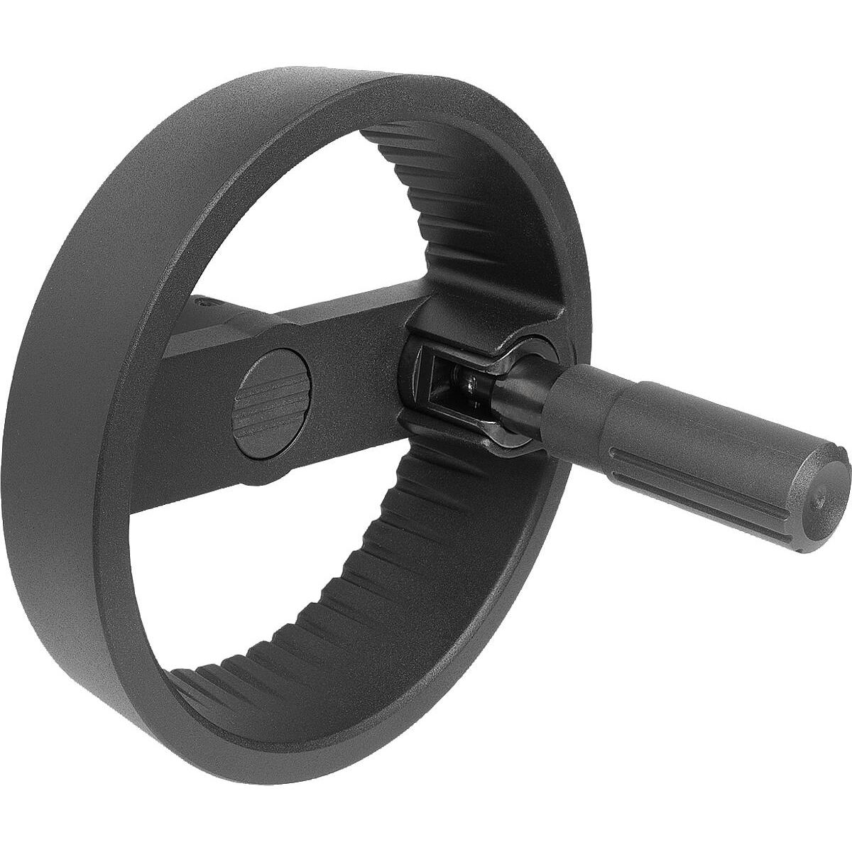 2-spoke handwheels, Aluminium, with fold-down cylinder grip, Form C with reamed hole and keyway (K1525)