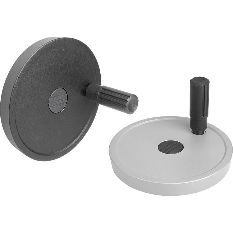 Disc handwheels, Aluminium with revolving cylindrical grip, Form C with reamed hole and keyway (K1521)