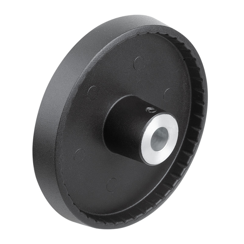 Disc handwheels, Aluminium, without grip, Form A with reamed hole and transverse bore (K1520)