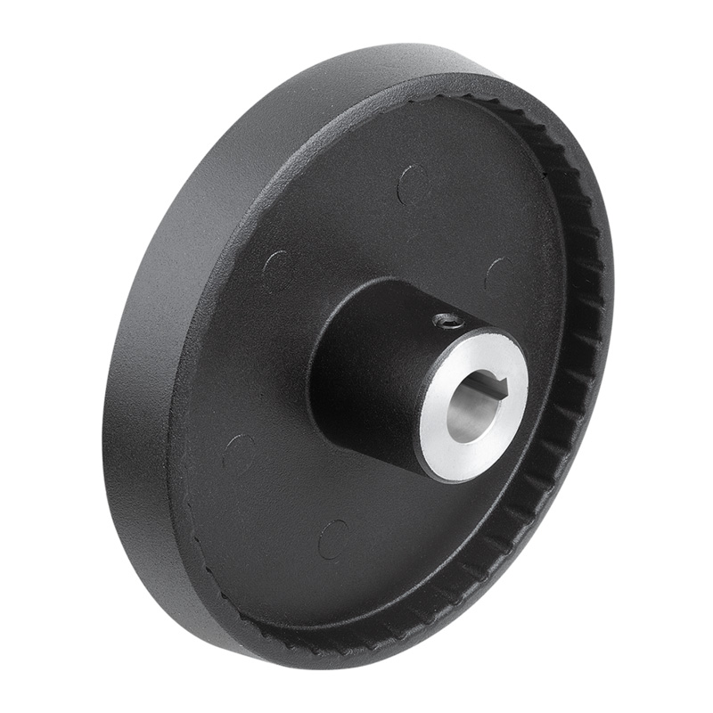 Disc handwheels, Aluminium, without grip, Form B with reamed hole, keyway and transverse bore (K1520)