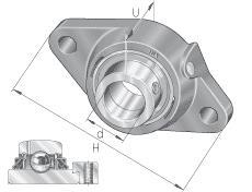 INA Two-Bolt Square Flange Units, Gray Cast Iron, Eccentric Locking Collar, T Seal