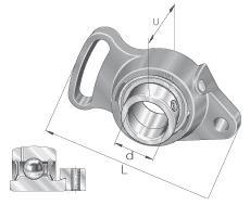 INA Take-Up Units, Gray Cast Iron with 2 Holes, Radial Insert Ball Bearing with Eccentric Locking Collar, P Seal
