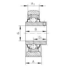 INA Pillow Block Unit with Short Base, Gray Cast Iron, Grub Screws in Inner Ring, R Seal 0009147540000