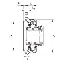 INA Two-Bolt Square Flange Unit, Gray Cast Iron, Centering Piece, Oval, Type CJTZ