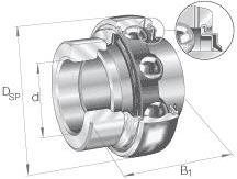 Radial insert ball bearings / single row / outer ring spherical / eccentric locking collar / INA 0008034210000