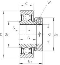 Radial insert ball bearings / single row / NPP / eccentric locking collar / INA