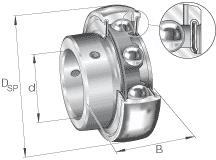 Radial insert ball bearings / single row / outer ring spherical / fixing screw / INA
