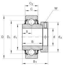 Radial insert ball bearings / single row / KLL / eccentric locking collar / INA