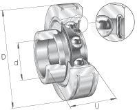 Radial insert ball bearings / single row / NPP / eccentric locking collar / adjusting ring / INA