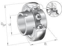 Radial insert ball bearings / single row / outer ring spherical / drive slot / INA