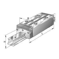 Linear guideway carriages / high, long carriage / stainless steel / precision class selectable / four-row / ungreased / KWVE-HL-UG-RROC