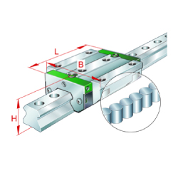 Linear guideway carriages / long carriage / recirculating roller system / precision class selectable / RWU45-E-L-RROC