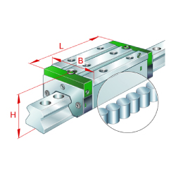 Linear guideway carriages / high, long carriage / recirculating roller / precision class selectable / RWU55-E-HL