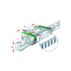 Linear guideway carriages / long carriage / recirculating roller / precision class selectable / RWU65-E-L