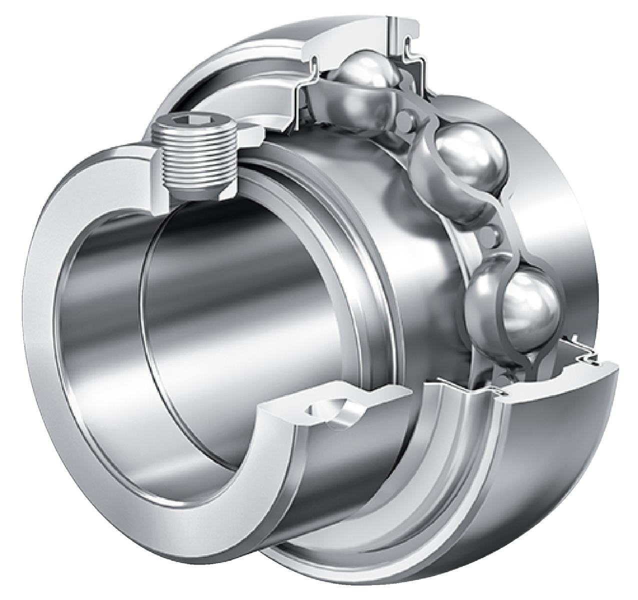 Radial Insert Ball Bearing GE..-XL-KRR-B-FA101, Spherical Outer Ring, Eccentric Locking Collar, R Seals on Both Sides, High and Low Temperature