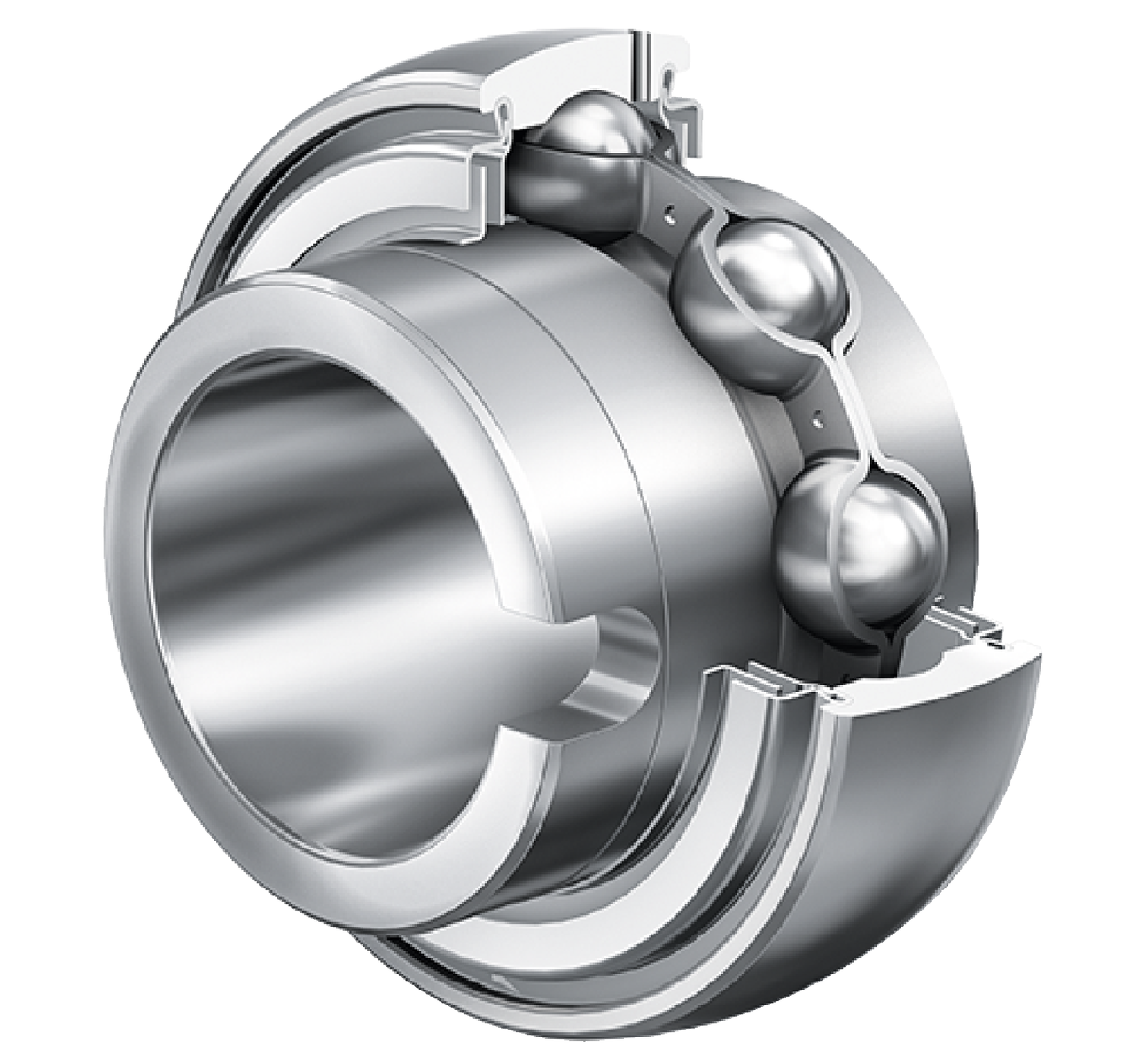 Radial Insert Ball Bearing GLE..-XL-KLL-B-FA164, Spherical Outer Ring, Drive-Slot in Inner Ring, L Seals on Both Sides, High Temperature