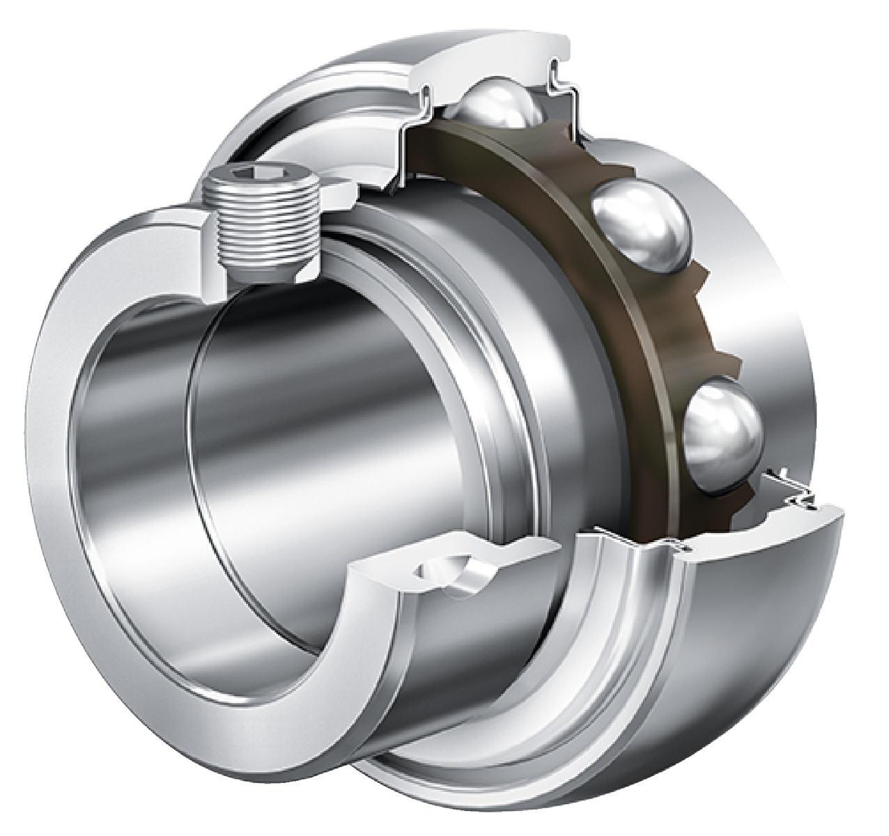 Radial Insert Ball Bearing E..-KRR-B, Spherical Outer Ring, Eccentric Locking Collar, R Seals on Both Sides