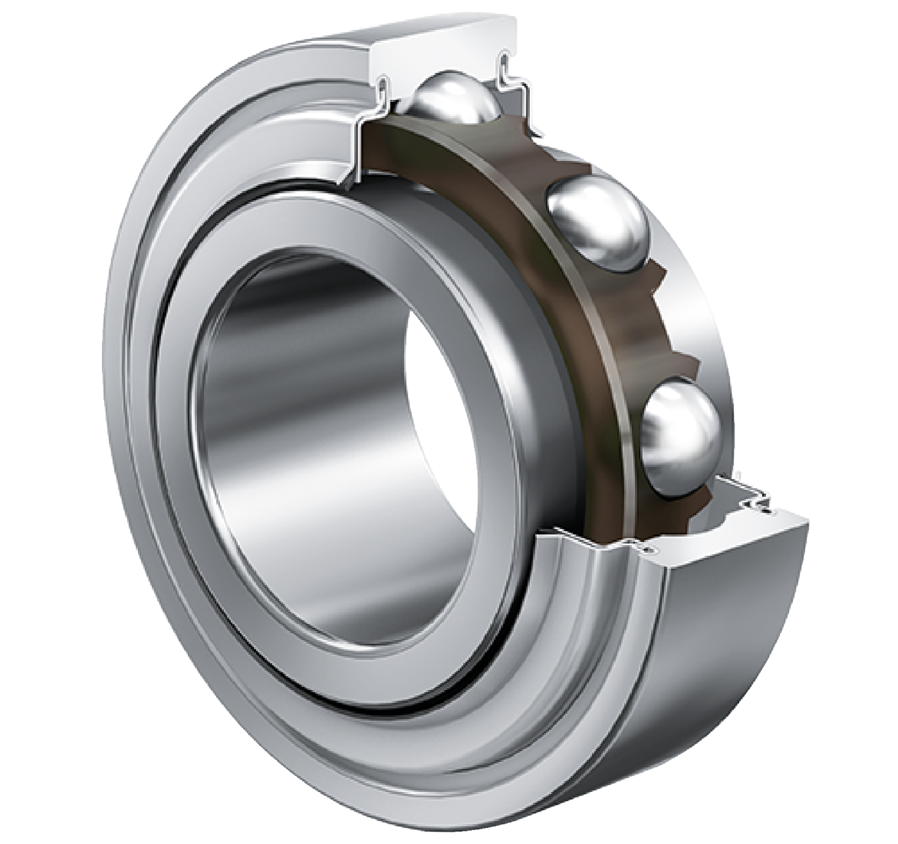 Radial Insert Ball Bearing 2..-KRR, Cylindrical Outer Ring, Inner Ring for Fit, R Seals on Both Sides