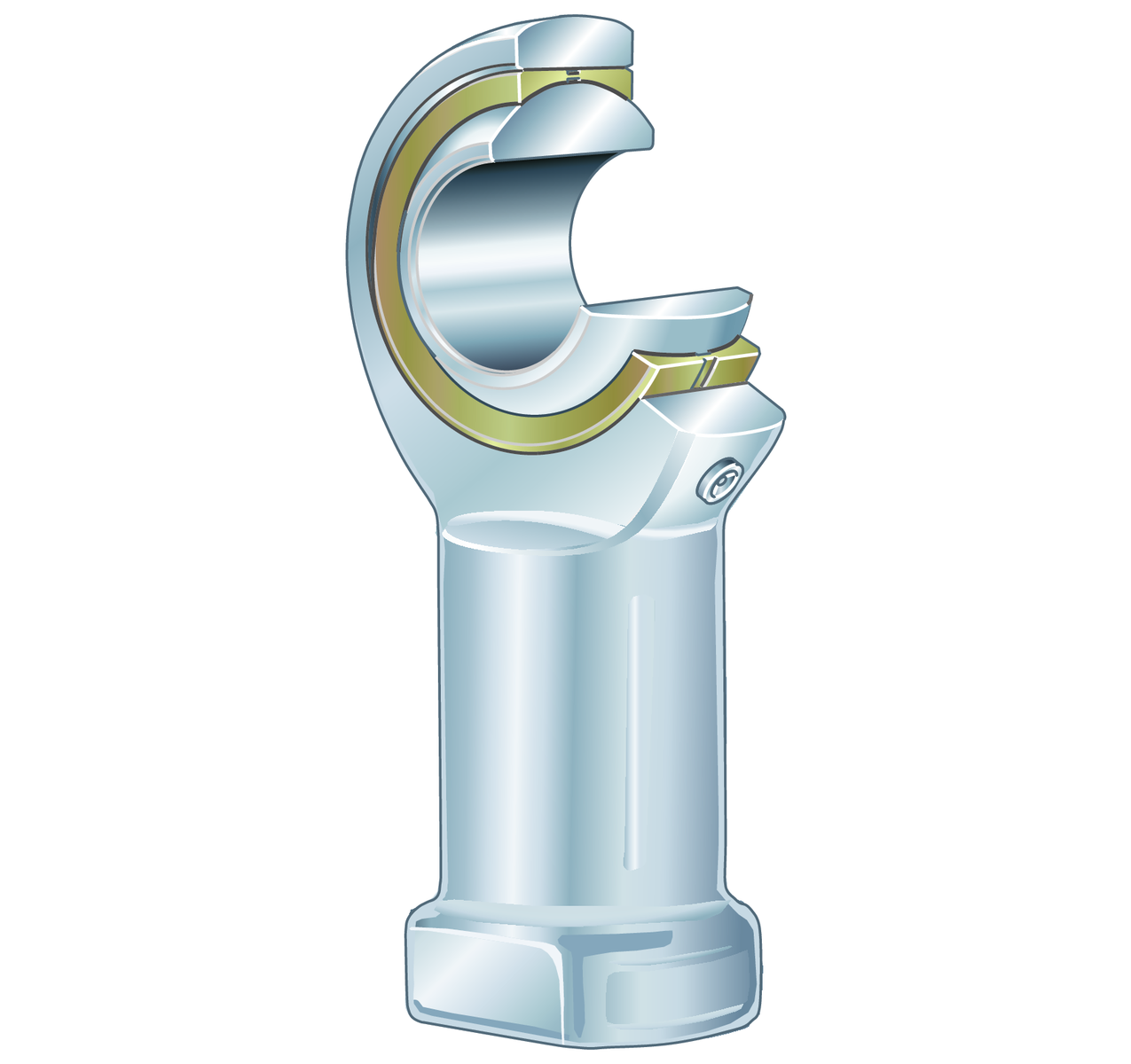 Rod End, with Internal Left-Hand Thread, Requiring Maintenance, Steel/Bronze Sliding Contact Surface, Open Design