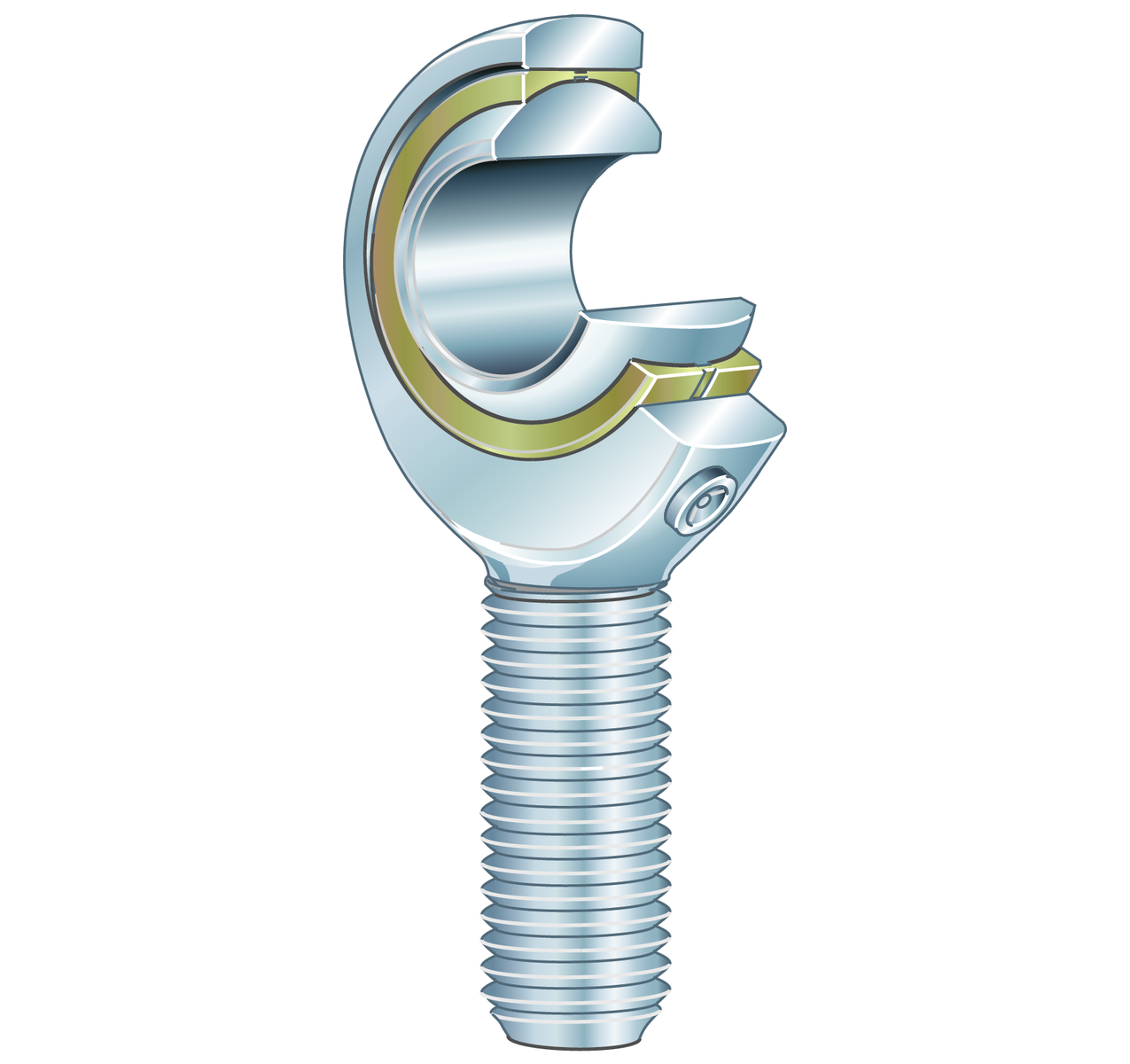 Corrosion-Resistant Rod End, with External Left-Hand Thread, Maintenance-Free, PTFE-Film Sliding Layer, Open Design