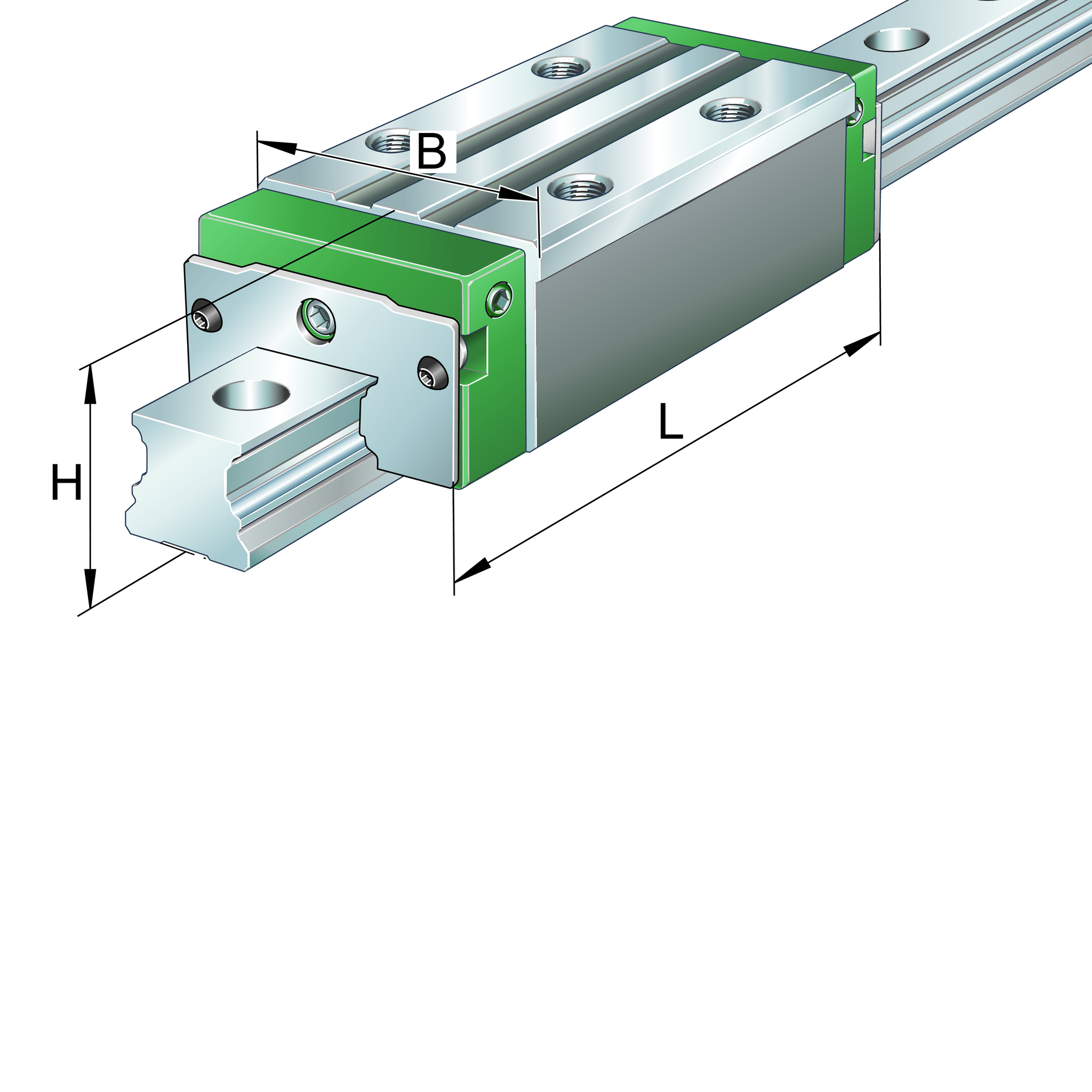 Carriages KWVE..-B-ES, Carriage for Four-Row Linear Ball Bearing and Guideway Assembly, Expanded Type, Narrow Design