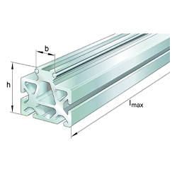 Guideway, Hollow Chamber Profile with Two Running Shafts, with Fastening Groove, LFS-M Series