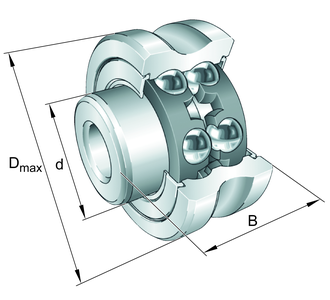 Track Roller LFRI, Double Row With Profiled Outer Ring, V-Groove Ball Bearing With Sealing