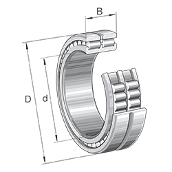 Cylindrical Roller Bearing SL0249, Non-Locating Bearing, Double Row, Full Complement Cylindrical Roller Set, Dimension Series 49