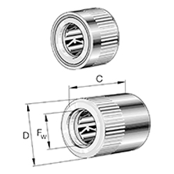 Drawn Cup Roller Clutch HFL..-KF-R, with Bearing Arrangement, Plastic Springs and Knurled Outer Ring