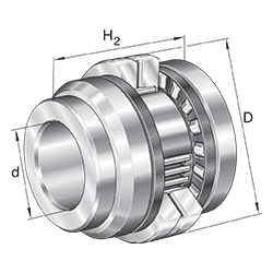 Needle Roller/Axial Cylindrical Roller Bearing ZARN..-L, Double Direction, Long Shaft Locating Washer