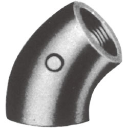 Screw-In Malleable Cast Iron Pipe Fitting, 45° Elbow 45L-W-3/8