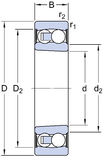 Self-aligning ball bearings / double row / 22xx / 2RS1 / internal clearance selectable / tapered bore / plastic cage / SKF