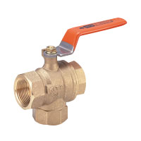 Brass Common-Use 400 Type Ball Valve (Upright, 3-way) Threaded TV2T-10A