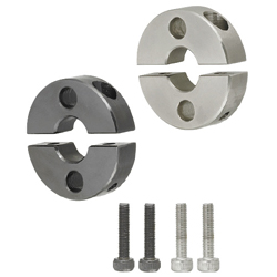 Set collars / stainless steel, steel / two-piece / double transverse bore, transverse thread SSCSPK10-15