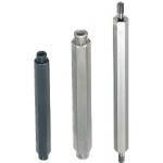 Hexagonal rods / stainless steel, steel / black oxided, nickel-plated / end forms selectable